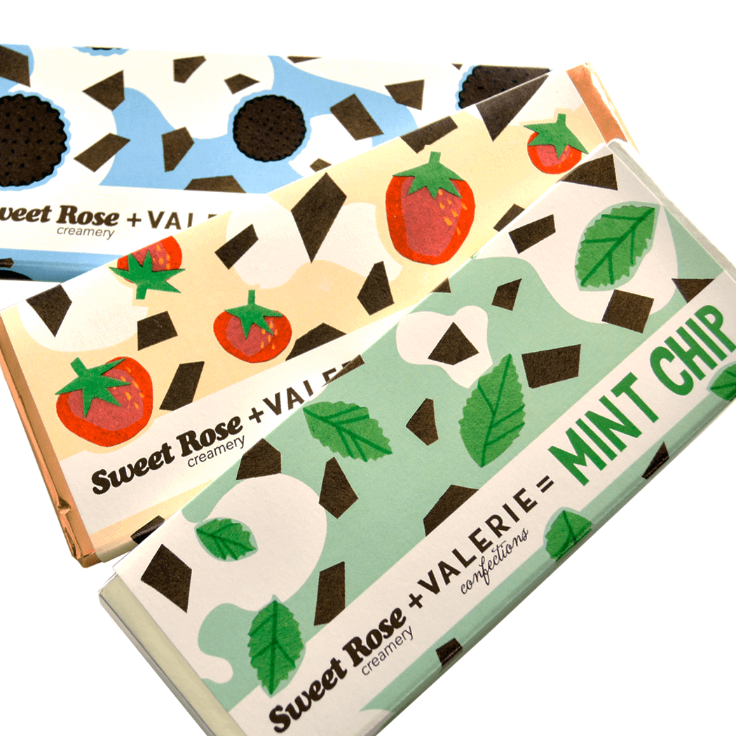 Sweet Rose Creamery and Valerie chocolates packaging